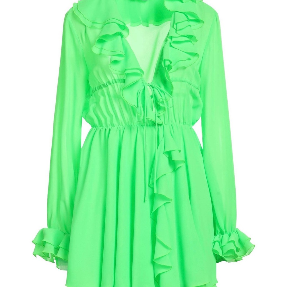 MSGM Neon Green Long Sleeve Dress